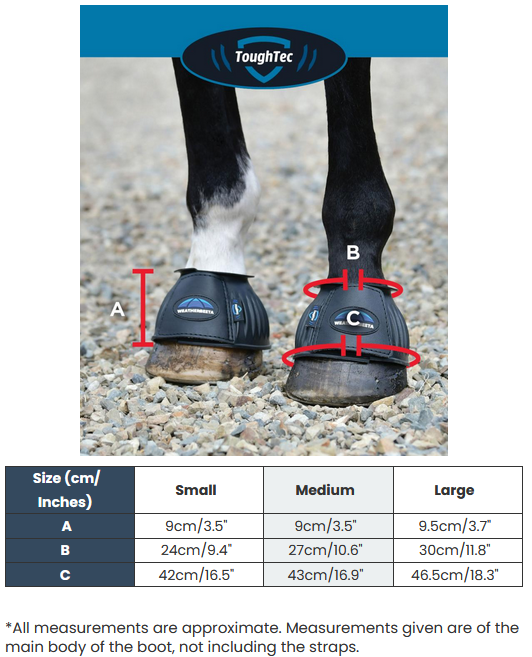 2025 WeatherBeeta Tough Tec Prime Rubber Bell Boots  Size Chart